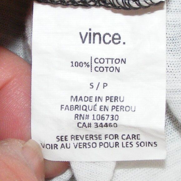 VINCE Tee, S, Black & White, Burnout, Color block, Short sleeves, Lightweight - Picture 7 of 9